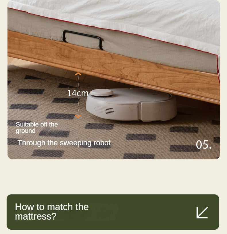 Cherry Solid Wood Soft Retro Bed