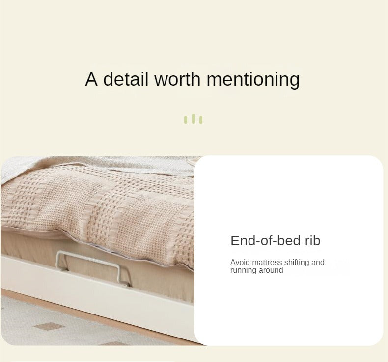 Birch solid wood platform bed, headboard-free bed floor bed cream style
