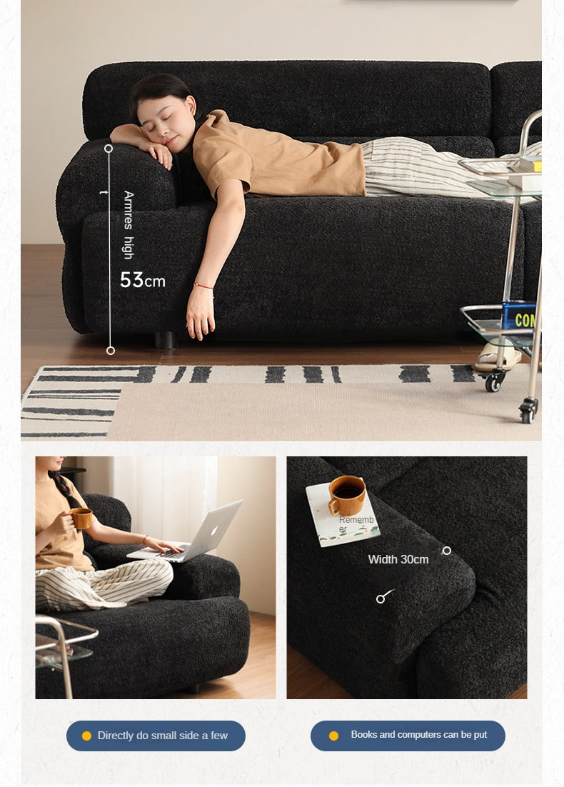 Fabric Sofa French Retro Three-seat Straight Sofa.