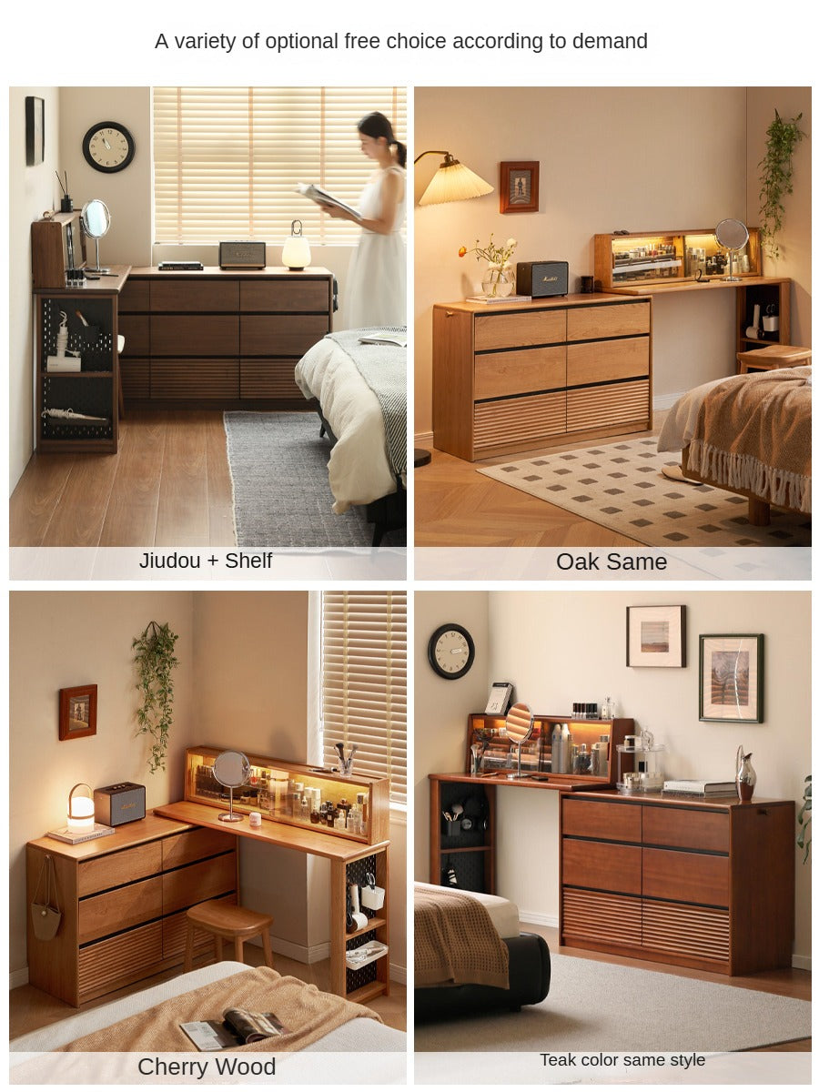 Black Walnut, Sandawood Light Luxury Retractable Dressing Table.