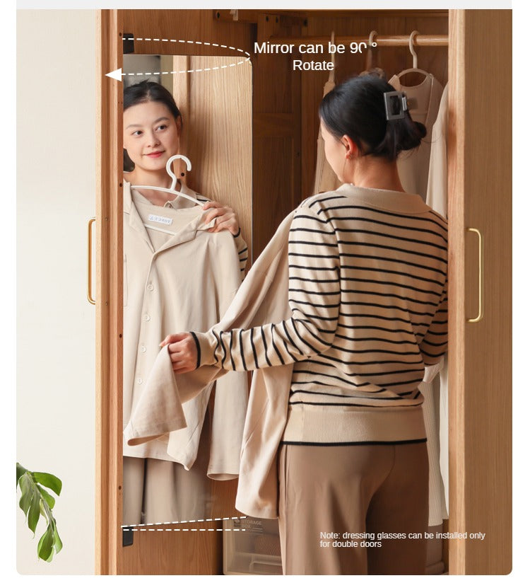 Oak Solid Wood Double Door Wardrobe.