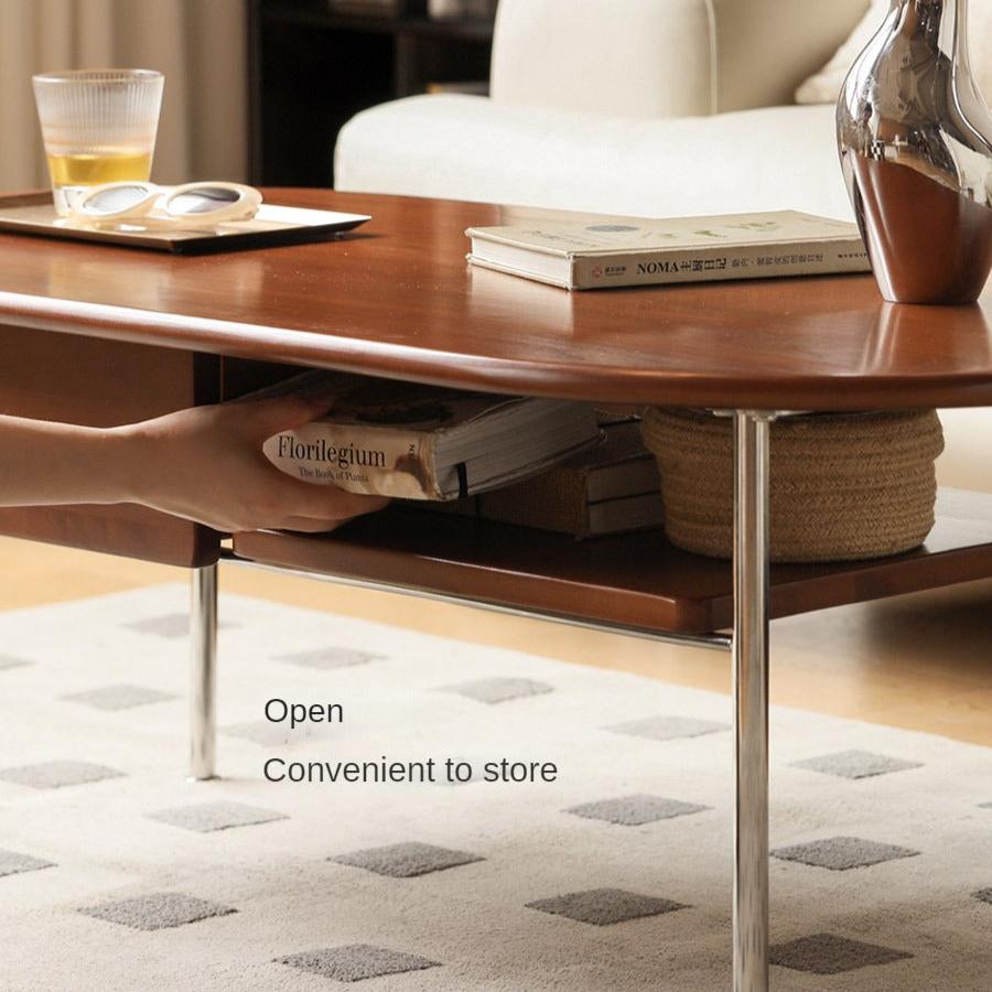 Poplar Solid Wood French Retro Small Storage Coffee Table