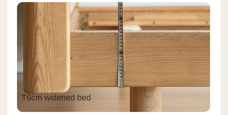 Ash Solid Wood Genuine Leather High Soft Back Bed