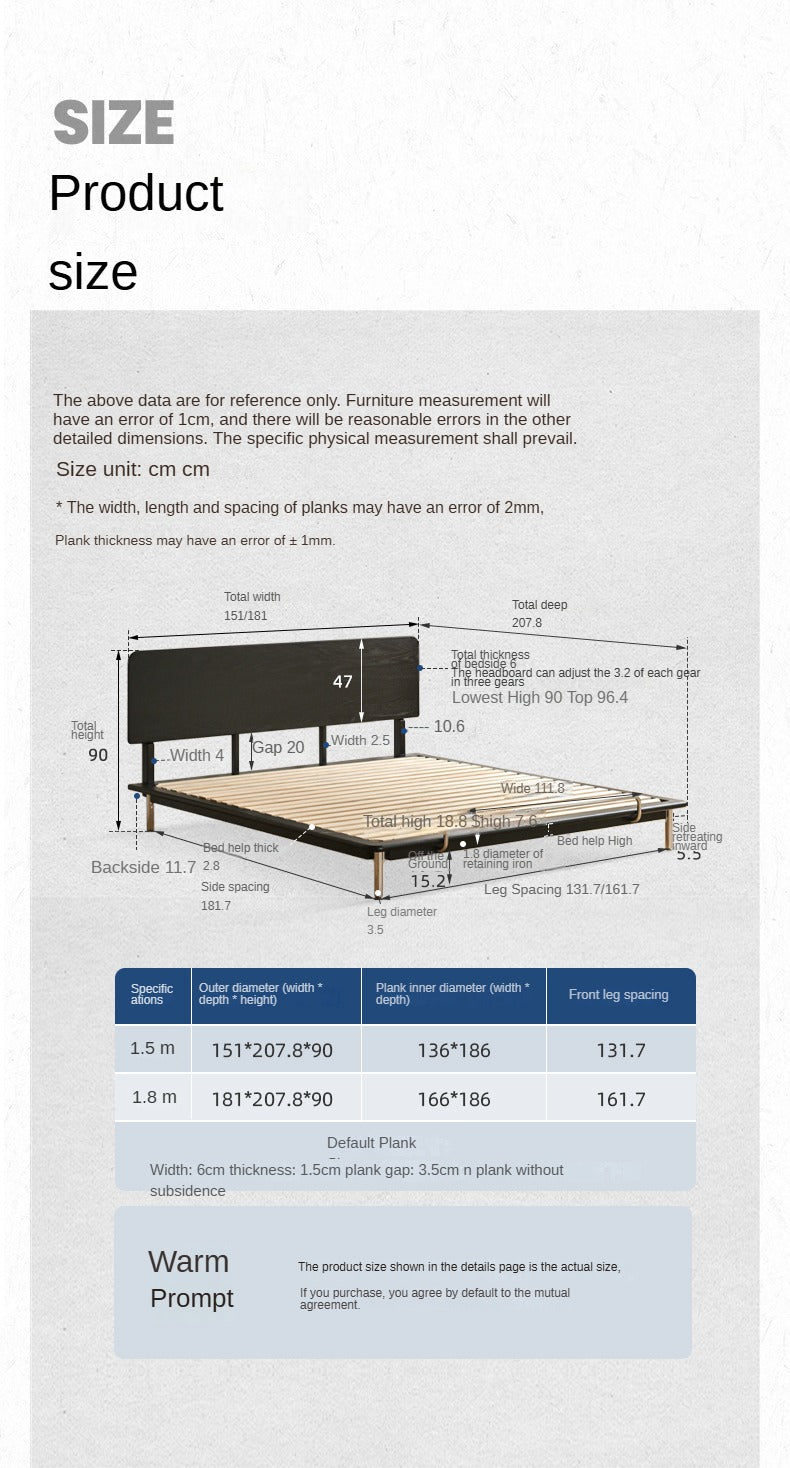 Ash, Oak Solid Wood Bed Minimalist