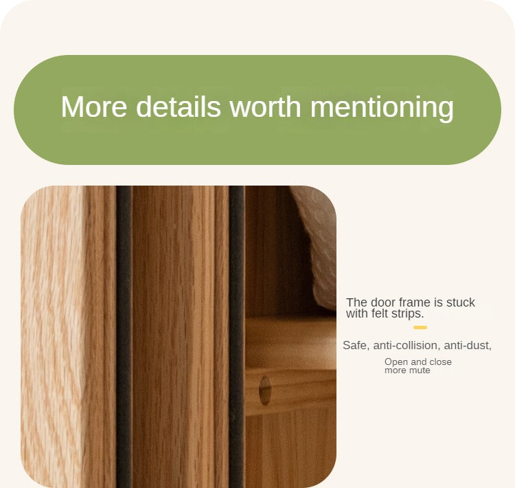 Oak Solid Wood Children's Sliding Door Wardrobe