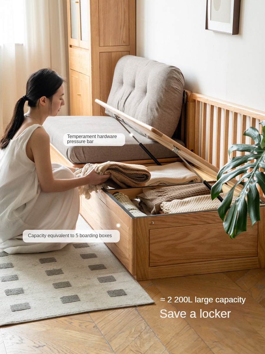 Oak Solid Wood Storage Bench Sofa, Card Seat