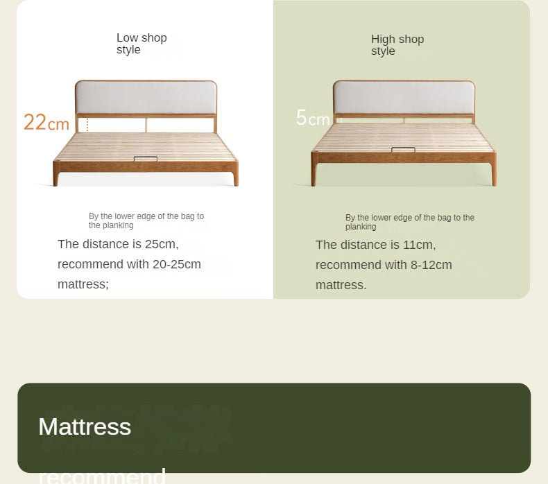 Cherry Solid Wood Technology Fabric Soft Modern Bed