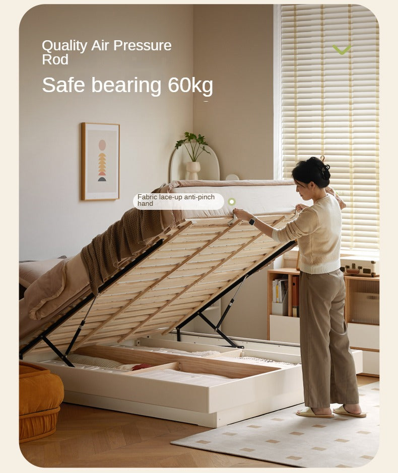 Rubber Solid Wood Suspended Box Platform Bed, Headboard-Free Bed.
