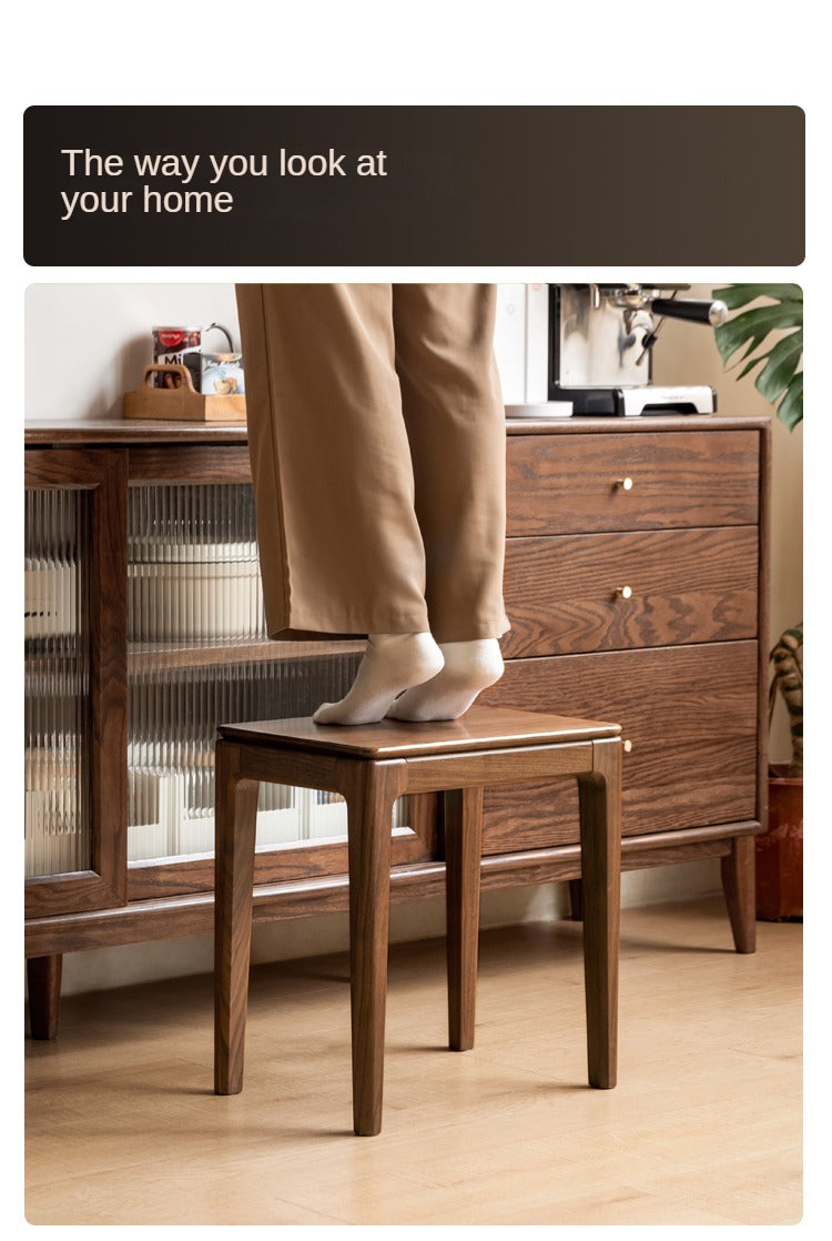 Black Walnut, Oak Solid Wood Makeup Stool