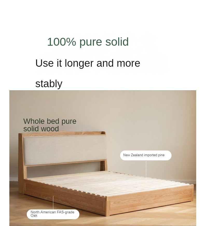 Oak Solid Wood Box Bed Storage Bed Technology Loth, Fabric