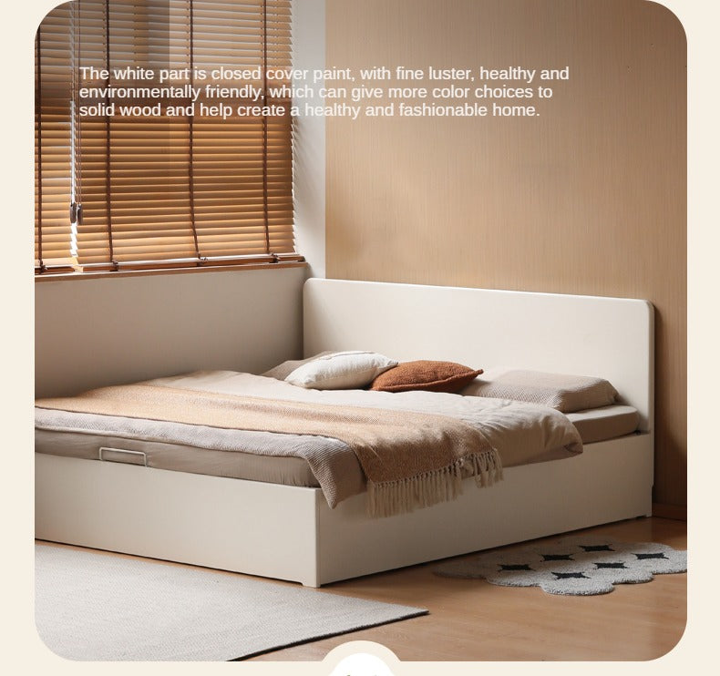 Rubber wood, Poplar solid wood white open box bed