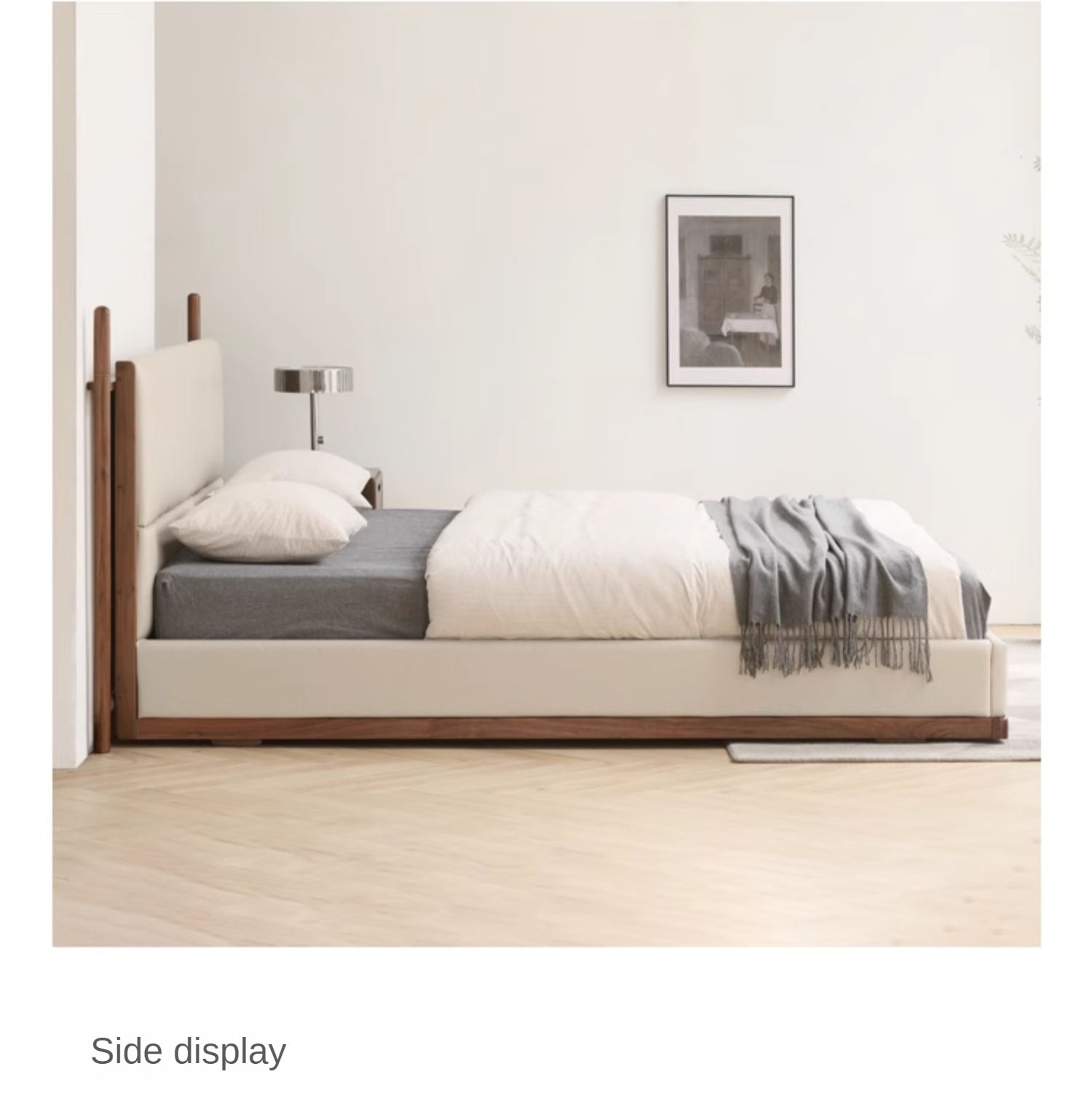 North American Black Walnut Bed Modern Light Luxury Top Layer Cowhide Soft Bed