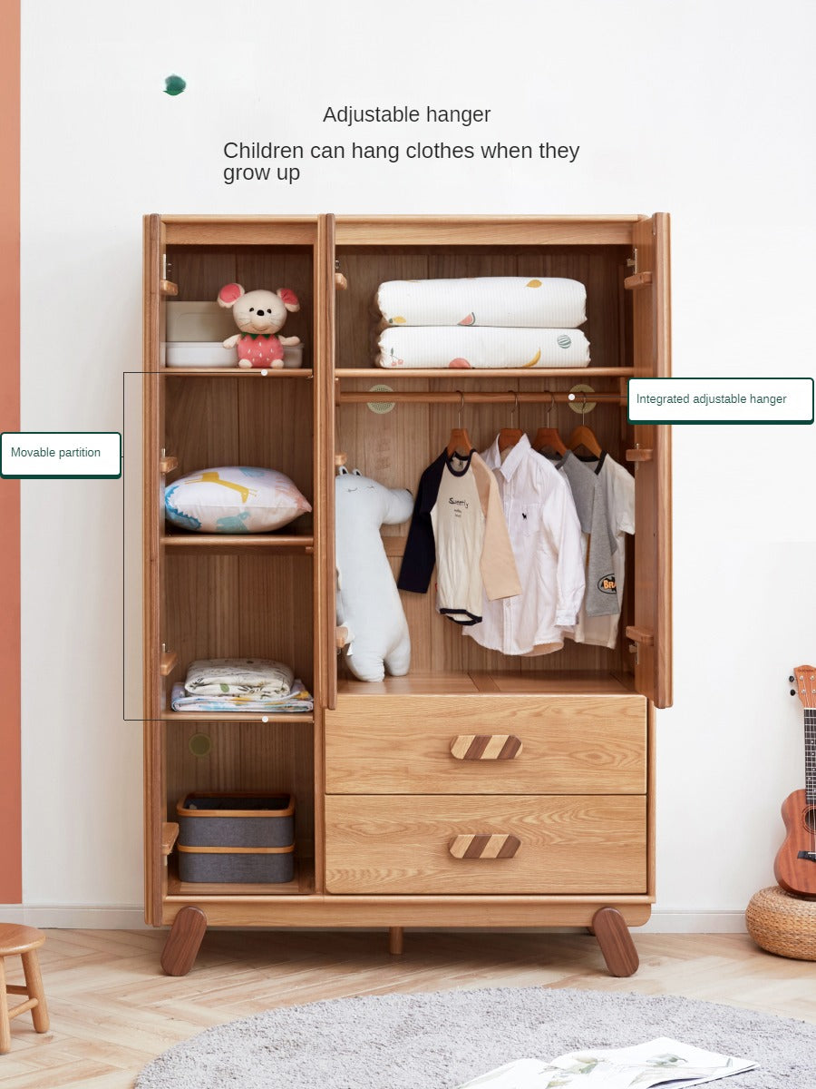 Oak Solid Wood Children's Wardrobe Modern
