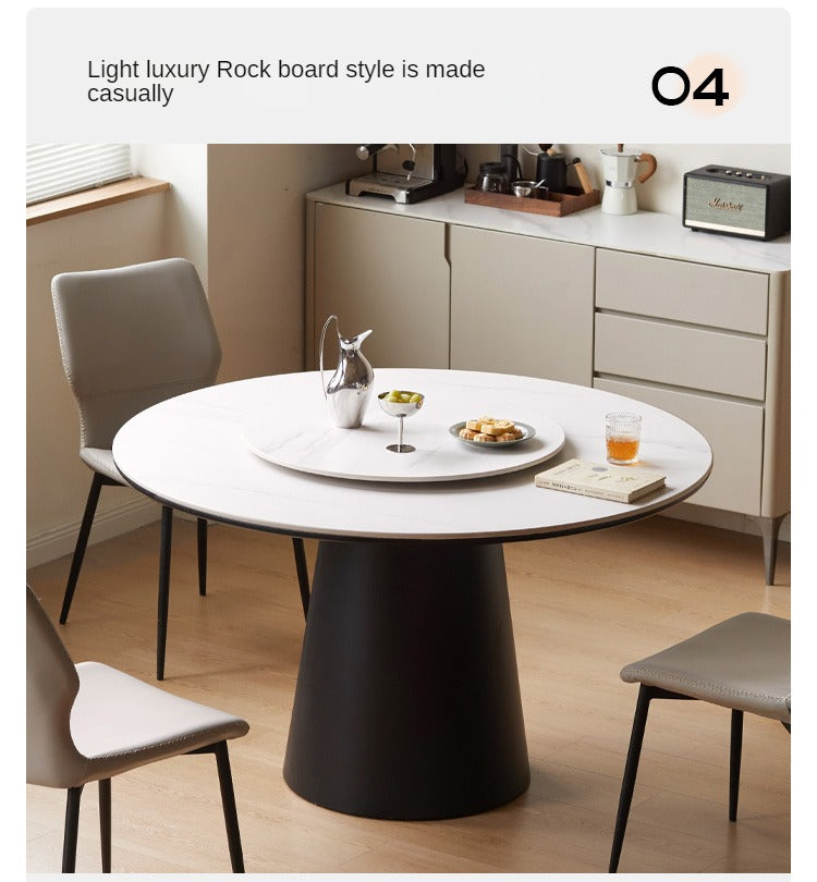 Black Walnut, Oak Solid Wood, Sandalwood Rock Slab Round Dining Table