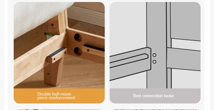 European Beech Solid Wood Soft Back Fabric Bed