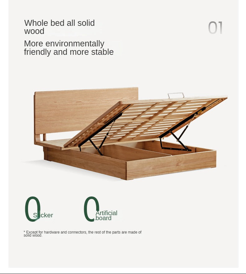 Oak Solid Wood Suspended Storage Box Bed