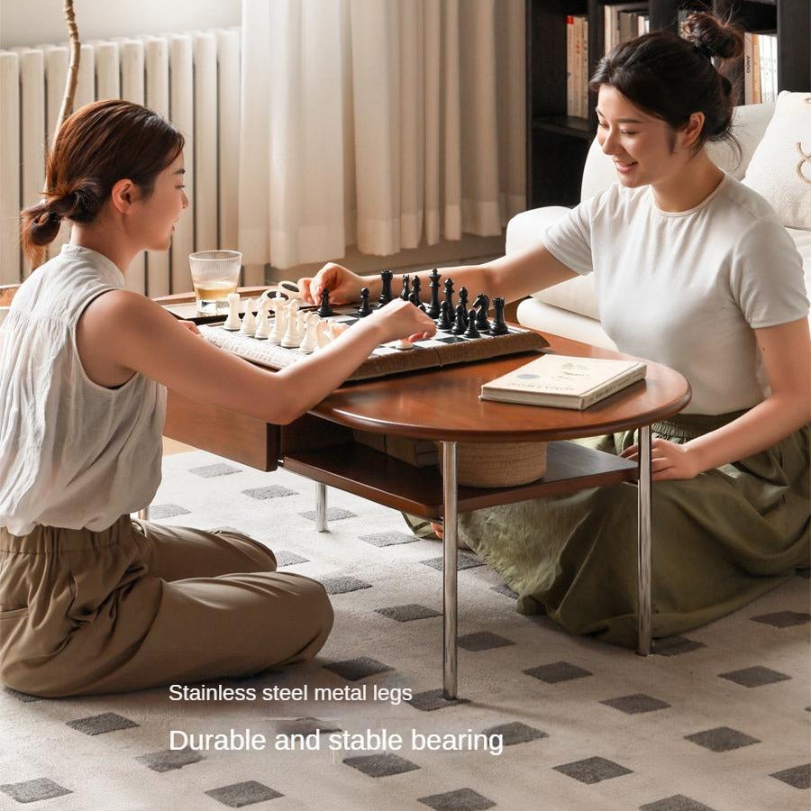 Poplar Solid Wood French Retro Small Storage Coffee Table