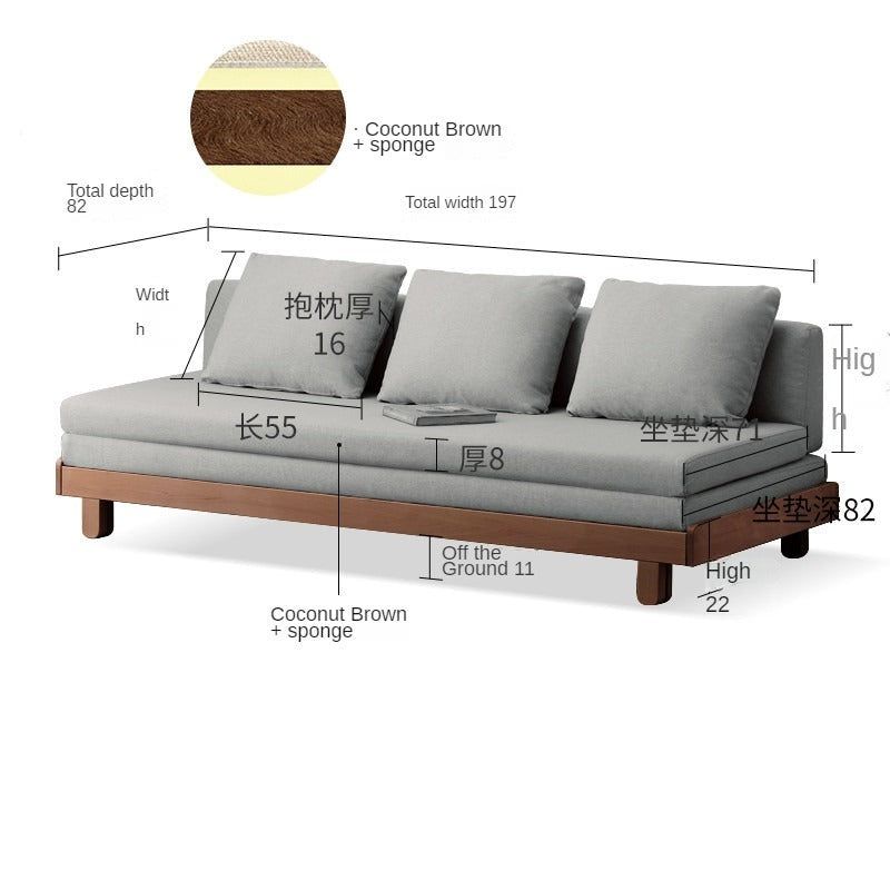 Oak, Beech solid wood sofa bed+