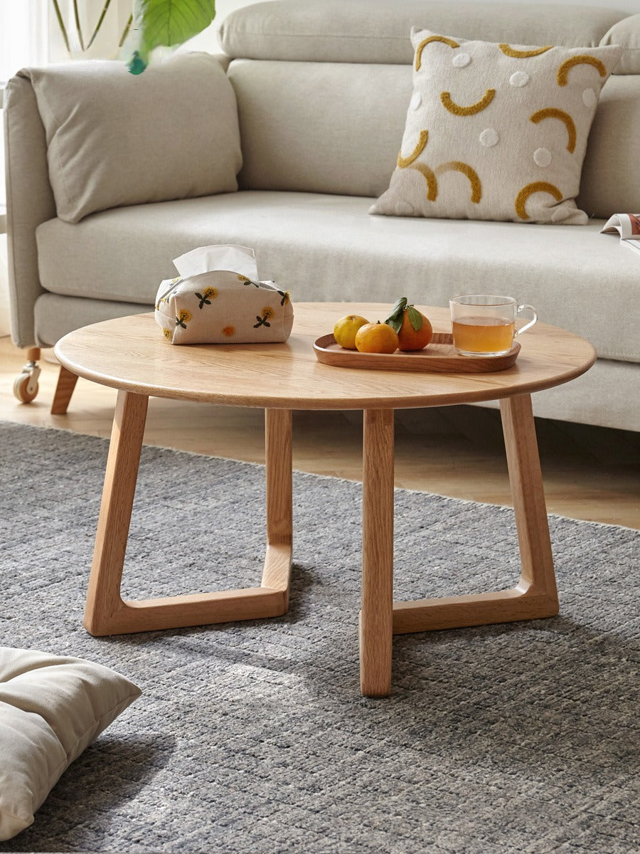 Oak, Beech Solid Wood Round Coffee Table