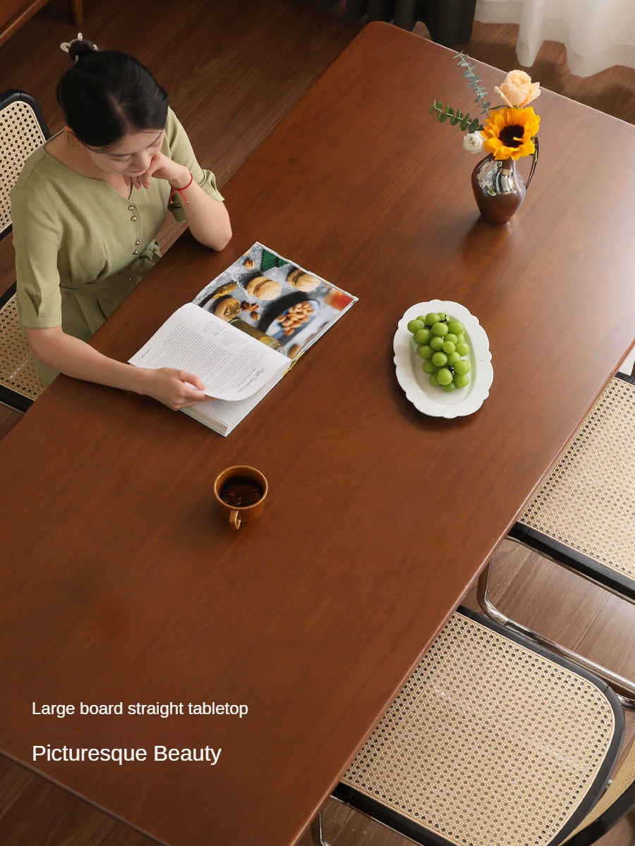 Poplar Solid Wood Retro Large Board Dining Table