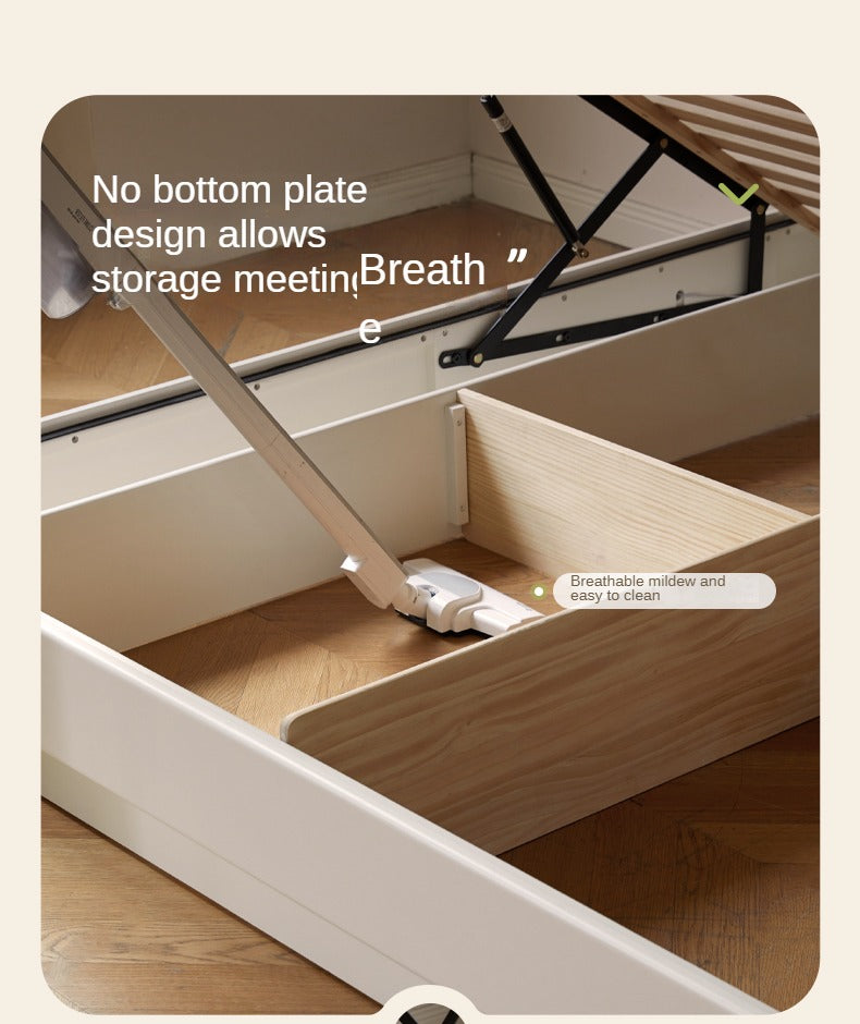 Rubber Solid Wood Suspended Box Platform Bed, Headboard-Free Bed.