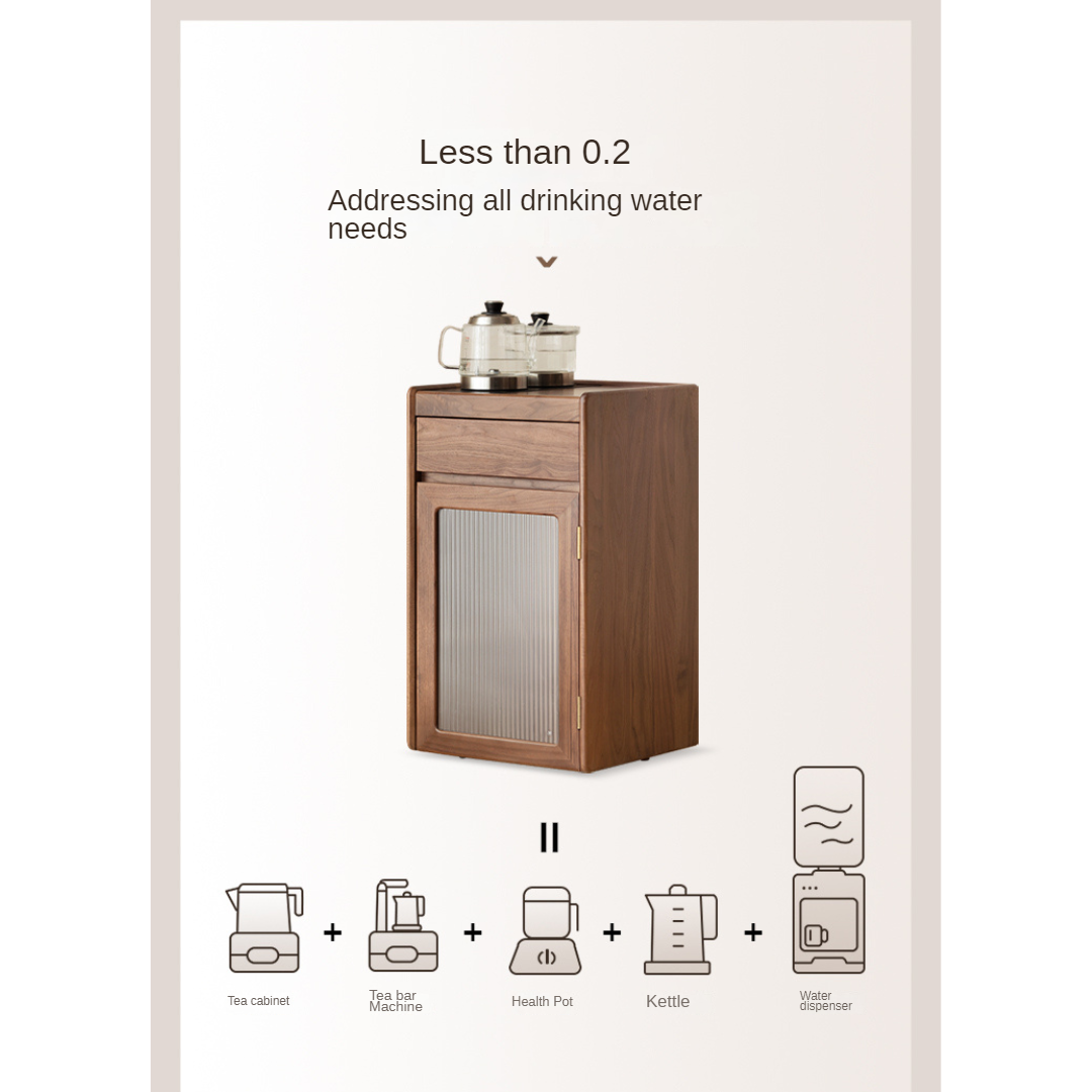 Oak, Black Walnut Solid Wood Tea Cabinet Kettle Integrated Side Cabinet
