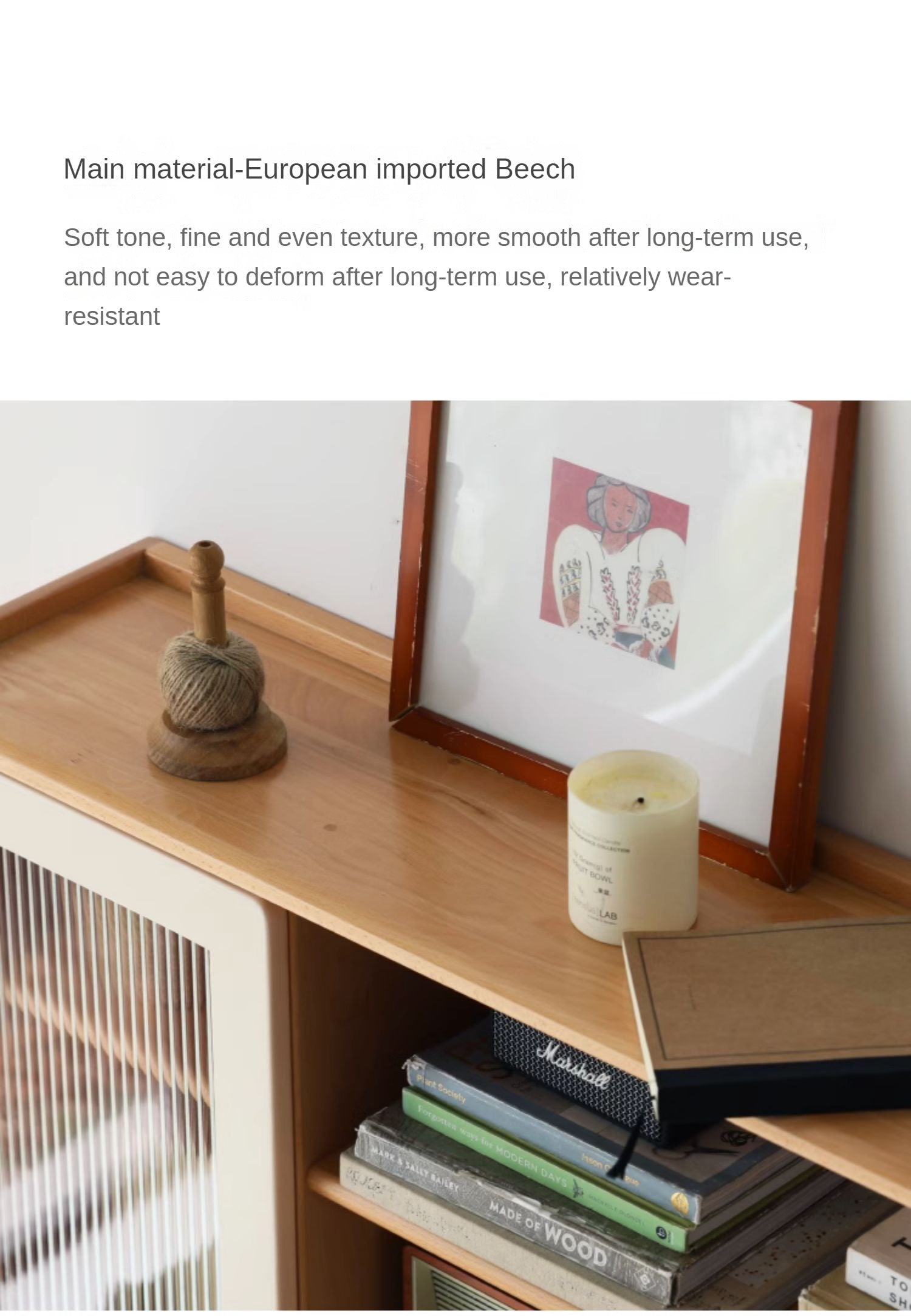Beech Solid Wood Desk Bookshelf Combination