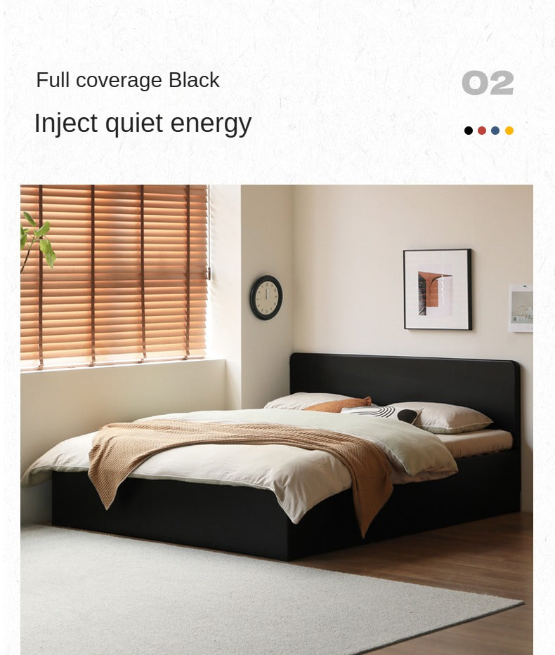 Poplar, Rubber Wood Solid Wood Fully Open High Box Bed Minimalist