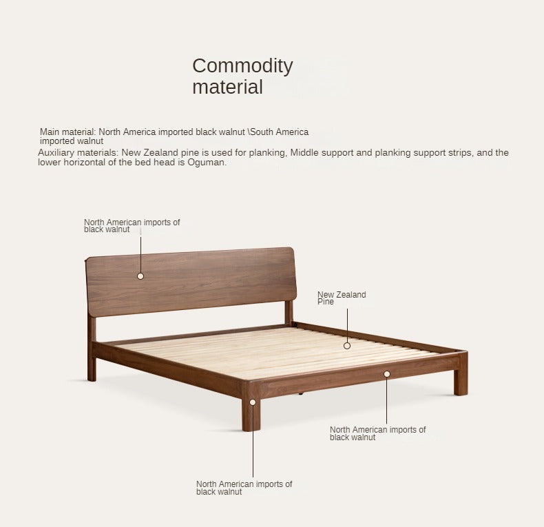 Teak Solid Wood, Black Walnut Solid Wood Bed