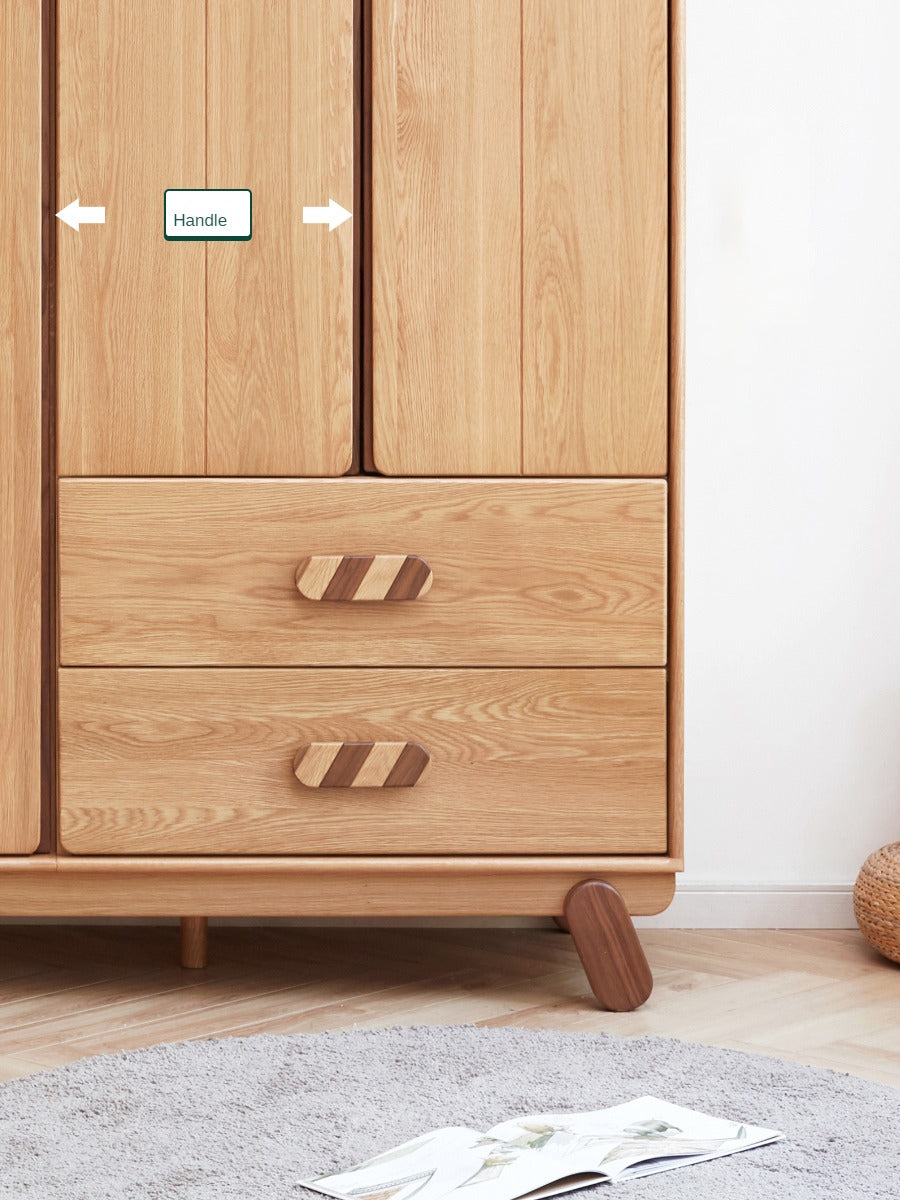 Oak Solid Wood Children's Wardrobe Modern