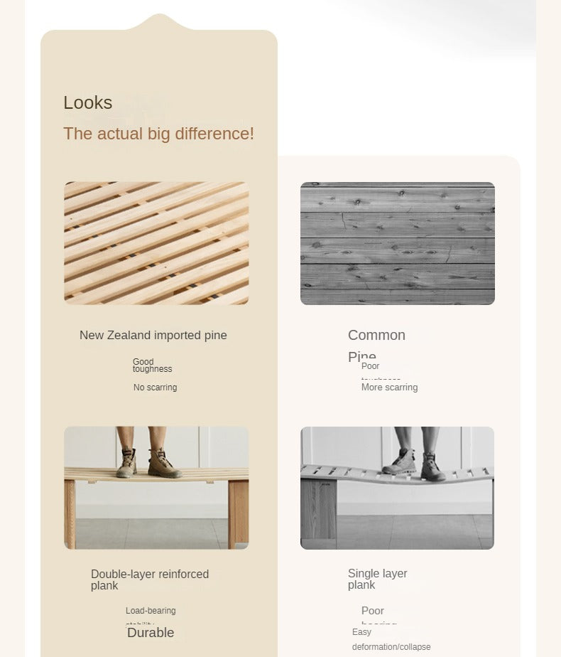 Oak, Ash Solid Wood Genuine Leather Soft Bed