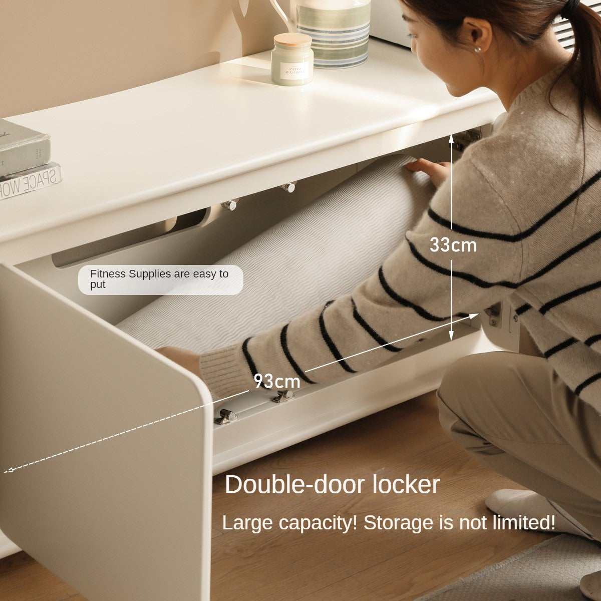 Solid RubberWood TV Cabinet Cream Style Floor Cabinet.