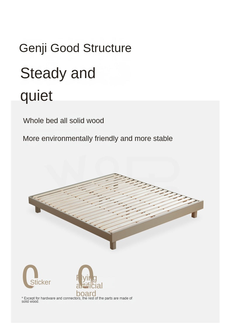 Poplar solid wood Platform Bed, Headboard-Free Bed,