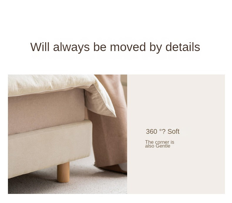 Fabric Soft Bed White Cream Style