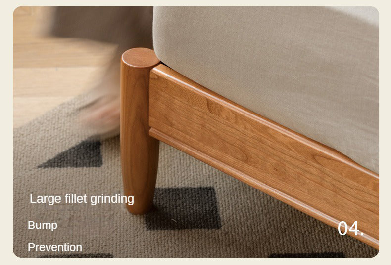 Cherry Solid Wood Soft Retro Bed