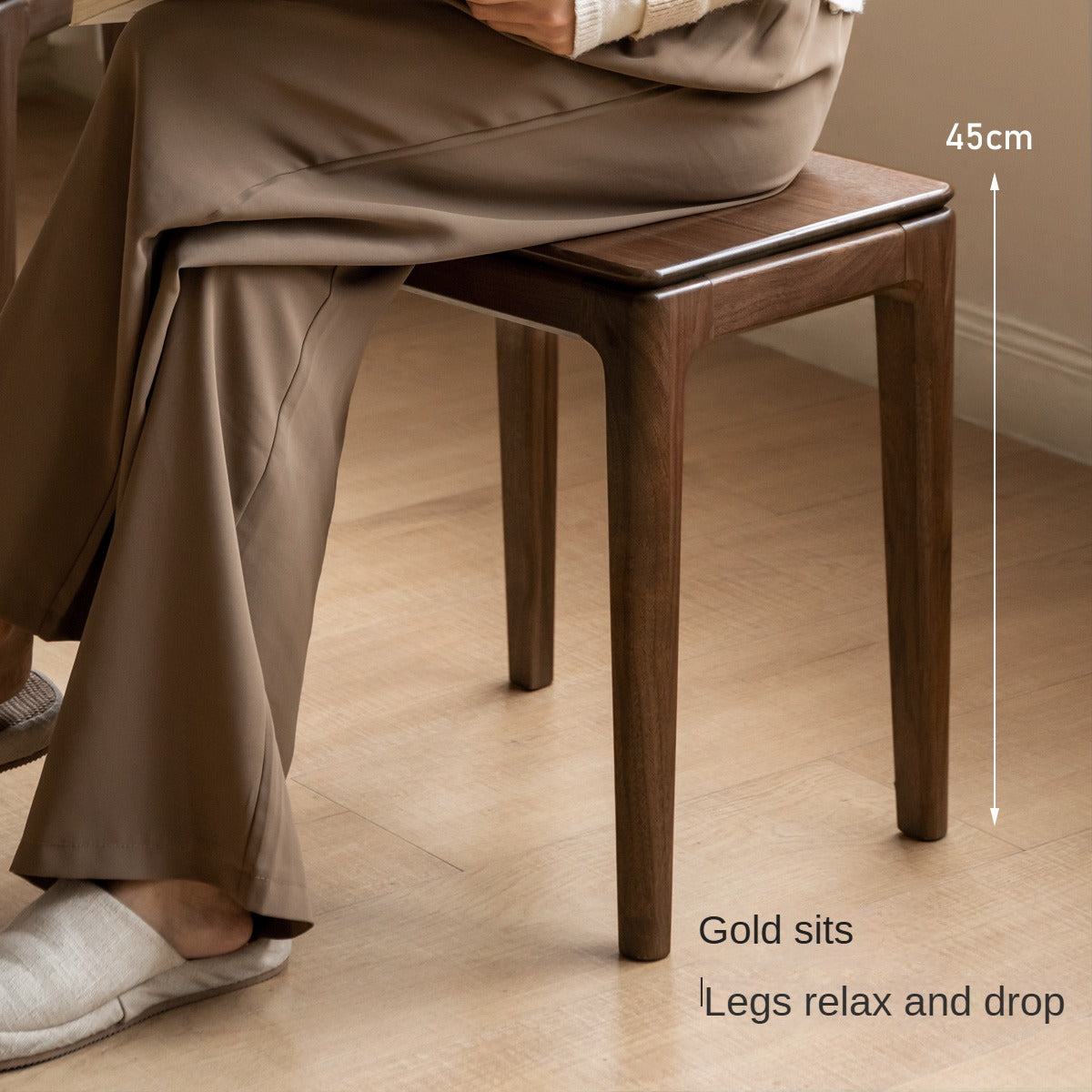 Black Walnut, Oak Solid Wood Makeup Stool