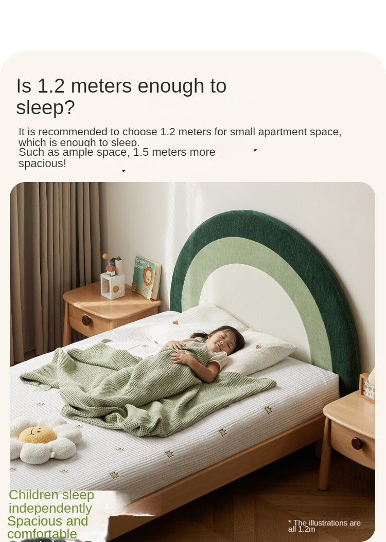 Beech Solid Wood Children's Rainbow Montessori Platform Bed.