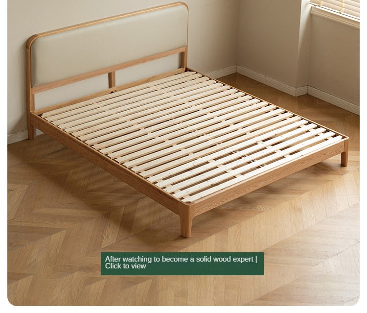 Oak, Rubber wood Solid Wood Bed Technology Fabric,Suede