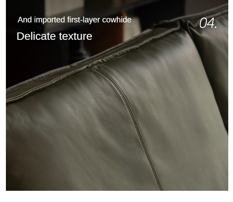 Black Walnut Solid Wood Leather Sofa.