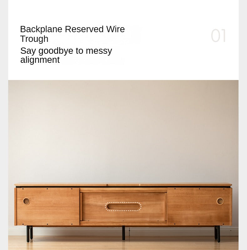 Cherry Solid Wood TV Cabinet Modern Simple))