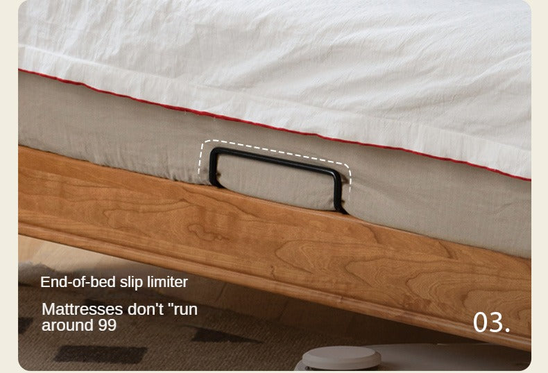 Cherry Solid Wood Soft Retro Bed