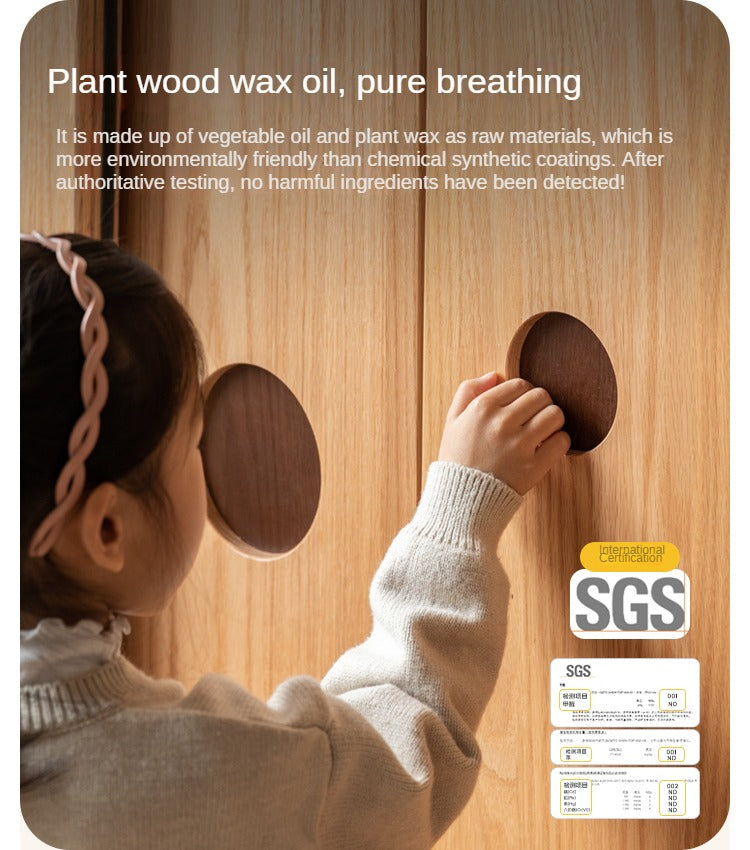 Oak Solid Wood Children's Sliding Door Wardrobe
