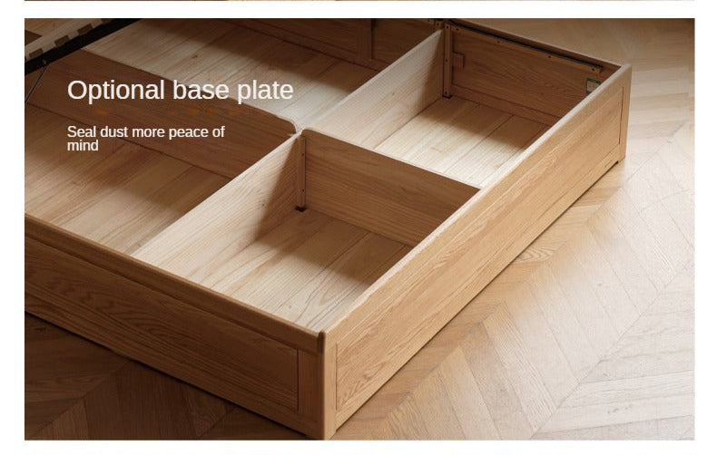 Oak,Rubberwood Solid Wood Box Simple Bed Log Style