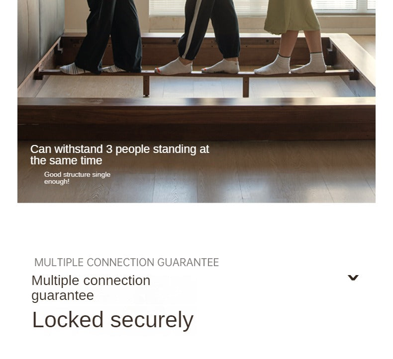 Black Walnut Solid Wood Leather Soft Suspended Bed