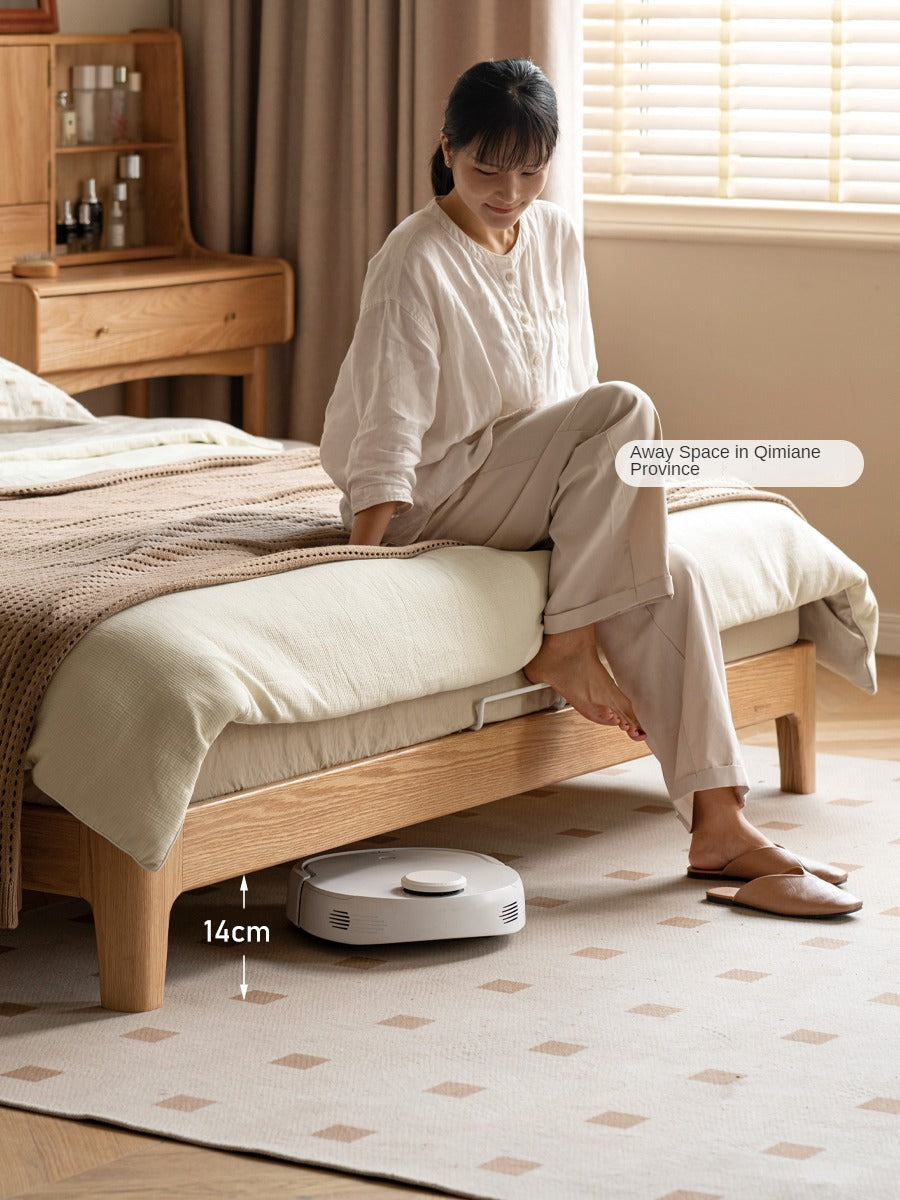 Oak Solid Wood Technology Cloth Modern and Simple Bed