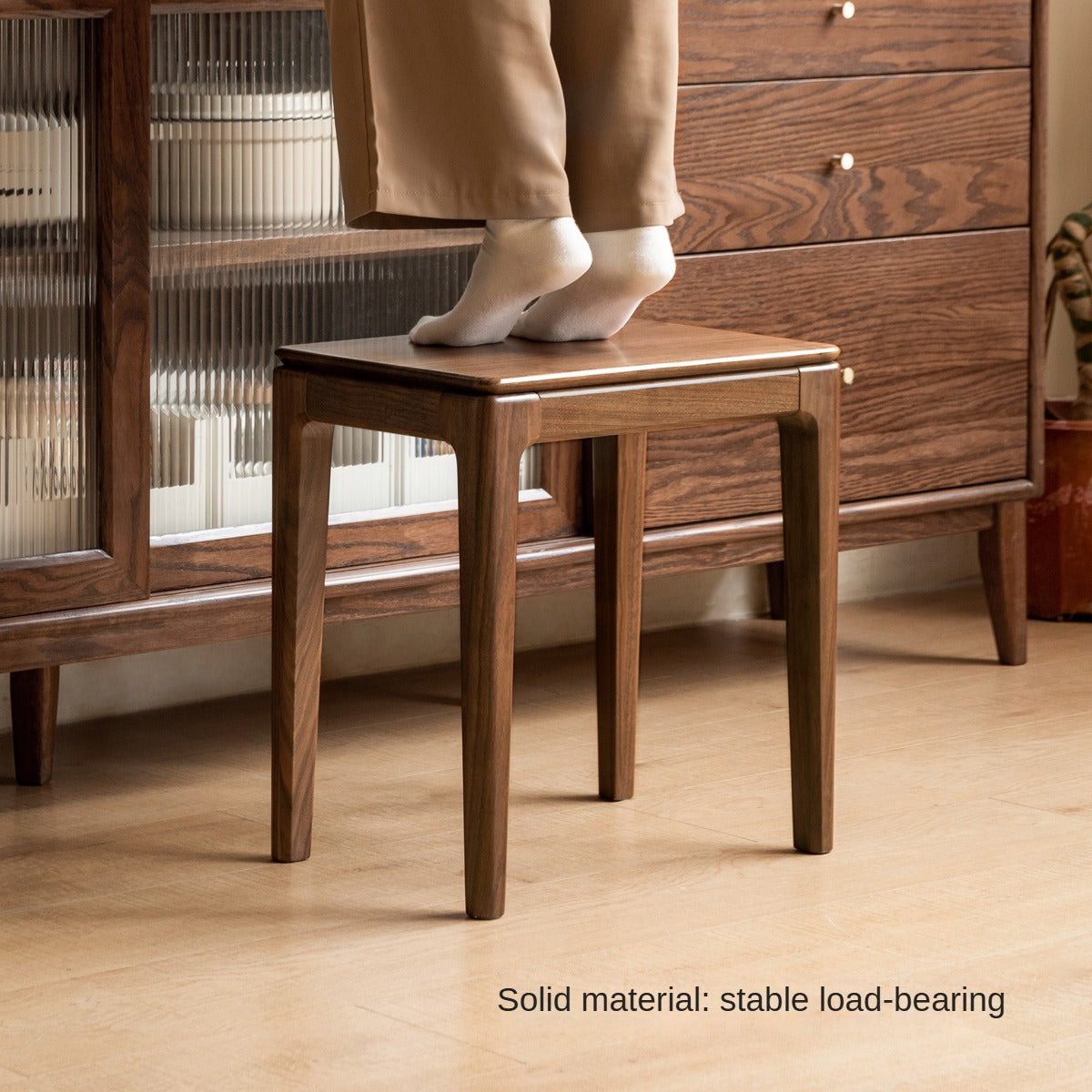 Black Walnut, Oak Solid Wood Makeup Stool