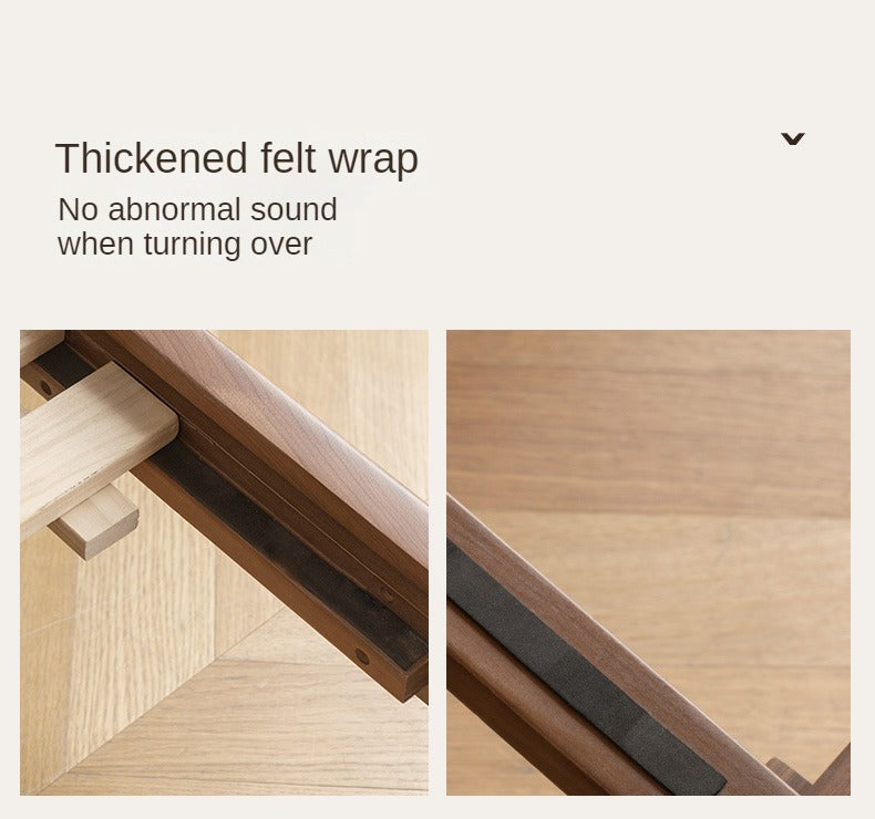 Teak, Black Walnut Solid Wood Bed Leather Soft Bed with Socket