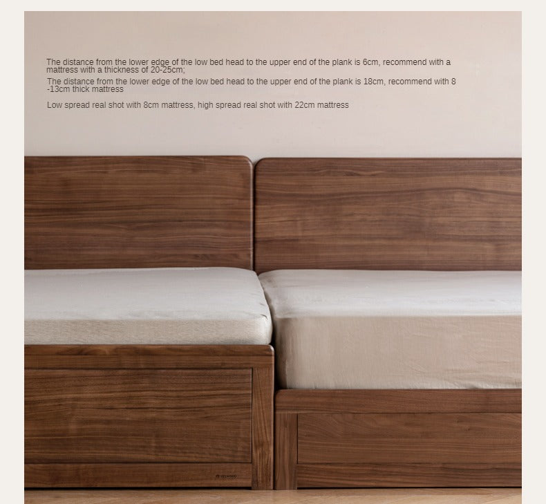 Black Walnut, Oak Solid Wood Bed Box Modern
