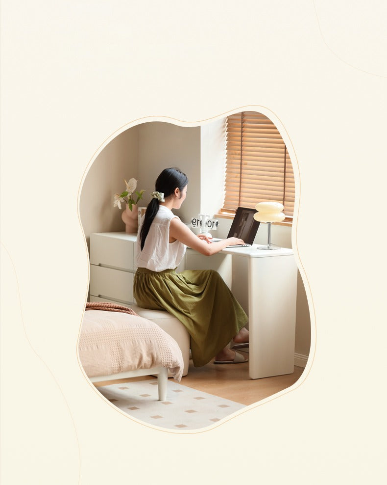 Poplar Solid Wood, Solid Rubberwood Cream Air Makeup Table.