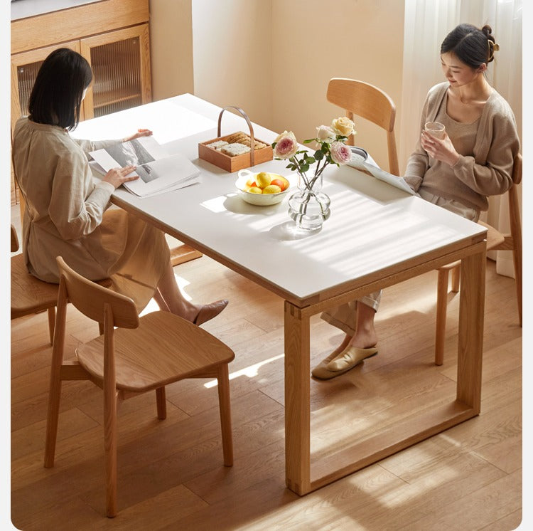 Oak Solid Wood Rectangular Rock Slab Dining Table